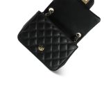 Black Lambskin Quilted Mini Square Flap LGHW - Image 11