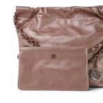 22A Metallic Pink / Rose Calfskin Quilted 22 Hobo Bag Small - Image 16