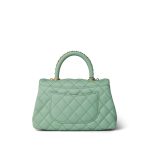 23P Light Green Caviar Quilted Coco Chain Handle Small Aged Gold Hardware - Image 6