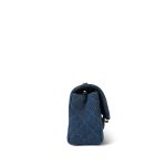 24S Blue Denim Quilted Mini Rectangular Flap Aged Gold Hardware - Image 6