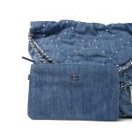 24S Washed Denim Quilted 22 Small Hobo Bag - Image 13
