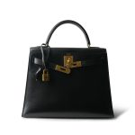 Kelly Sellier 28 Black Box Calfskin Gold Plated (H) Stamp - Image 6