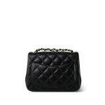 24B Black Lambskin Quilted Mini Square Flap Light Gold Hardware - Image 3