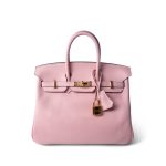 Birkin 25 Rose Sakura Swift Gold Plated X Stamp
