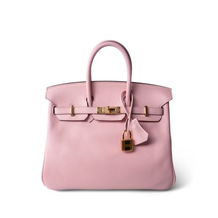 Birkin 25 Rose Sakura Swift Gold Plated X Stamp