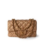 15C Gold Caviar Quilted Mini Rectangular Flap Antique Gold Hardware - Image 9