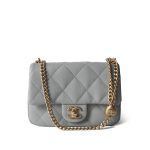 24P Grey Caviar Quilted Sweetheart Mini Flap Aged Gold Hardware - Image 12
