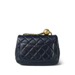 Navy Pearl Crush Mini Square Flap Aged Gold Hardware - Image 4