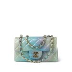 24P Multi Color Pearly Lambskin Quilted Mini Rectangular Flap Light Gold Hardware - Image 12