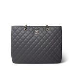Dark Grey Caviar Quilted CC Shopping Tote Large LGHW - Image 2