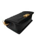 Black Lambskin Quilted Old Medium Boy Bag Aged Gold Hardware - Image 11