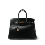 Birkin 35 Black Box Calfskin Gold Plated A Square Stamp