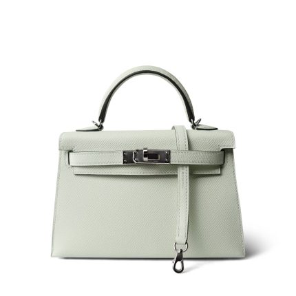 Mini Kelly Sellier Vert Fizz Epsom Palladium Plated B Stamp