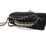 Black Lambskin Quilted Mini Crystal Top Handle LGHW - Image 13