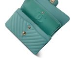 Tiffany Blue Caviar Chevron Quilted Classic Flap Small LGHW - Image 5
