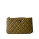 23A Green Caviar Quilted Crystal CC Small Classic O Case Pouch