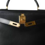 Kelly Sellier 28 Black Box Calfskin Gold Plated V Circle Stamp - Image 11