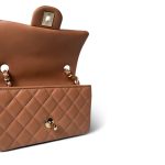 21P Light Caramel Lambskin Quilted Mini Rectangular Single Flap LGHW - Image 6