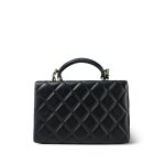 24K Black Lambskin Quilted Box Bag Small Light Gold Hardware - Image 7