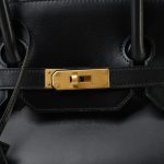 Birkin 35 Black Box Calfskin Gold Plated G Square Stamp - Image 14