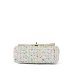 23S White/Light Yellow/Multicolor Sequin Tweed Quilted Mini Rectangular Flap Light Gold Hardware - Image 12