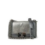 15K Silver Metallic Galuchat Stingray Boy Bag Small Silver Hardware - Image 13