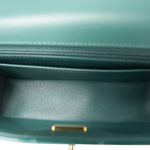 23P Multi Tone Green Patent Quilted Mini Rectangular Flap LGHW - Image 10