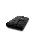 Black Caviar Quilted Long Flap Wallet Gold Hardware - Image 7