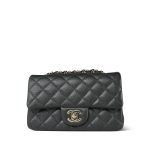 18S Charcoal Caviar Quilted Mini Rectangular Flap LGHW