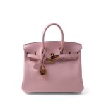 Birkin 25 Rose Sakura Swift Gold Plated X Stamp - Image 11