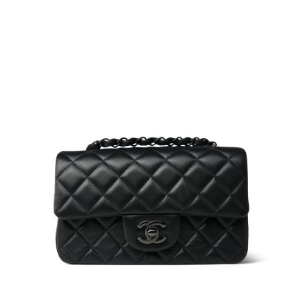 So Black Lambskin Quilted Mini Rectangular Flap