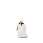 23K White Calfskin Quilted Crystal Top Handle Aged Gold Hardware - Image 16