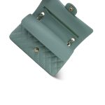 22C Dark Green Caviar Quilted Classic Flap Medium Light Gold Hardware - Image 13