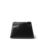 Mini Kelly Sellier 20 Black Box Calfskin Gold Plated M Circle Stamp - Image 8