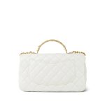 23K White Calfskin Quilted Crystal Top Handle Aged Gold Hardware - Image 17