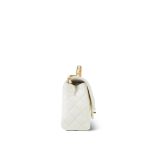 23K White Calfskin Quilted Crystal Top Handle Aged Gold Hardware - Image 5