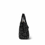 24P Black White Sequin Tweed Quilted Nano Kelly Shopper Aged Gold Hardware - Image 4