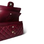 Wine/Burgundy Caviar Quilted Small Classic Double Flap LGHW - Image 10