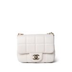 White Lambskin Quilted Monacoco Mini Square Flap LGHW - Image 2