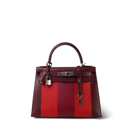 Kelly 28 Lettre M Rouge H/Vermillion/Rose Tyrien Epsom/Sombrero/Mysore Palladium Plated C Stamp