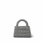 24A Black and White Houndstooth Tweed Quilted Nano Kelly Shopper Aged Gold Hardware - Image 5