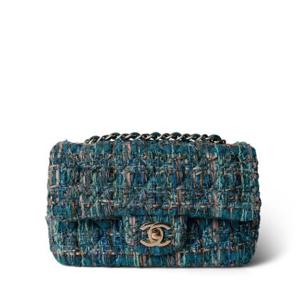 19A Ancient Egypt Turquoise Tweed Quilted Mini Rectangular Flap LGHW