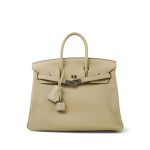 Birkin 25 Parchemin / Light Beige Togo Palladium Plated M Square Stamp - Image 11