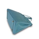 Birkin 25 Blue Jean Veau Togo Palladium Plated H Square Stamp - Image 15