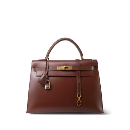 Kelly Sellier 32 Brown Box Calfskin Gold Plated [B] Stamp