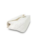 23K White Calfskin Quilted Crystal Top Handle Aged Gold Hardware - Image 9