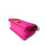 24C Pink Caviar Chevron Quilted Boy Bag Small Aged Gold Hardware m - Image 8