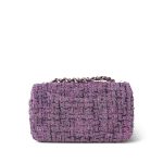 22P Purple Tweed Quilted Mini Rectangular Flap Light Gold Hardware - Image 8