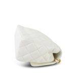23K White Calfskin Quilted Crystal Top Handle Aged Gold Hardware - Image 10