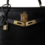 Kelly 28 Sellier Black Box Calfskin Gold Plated Y Circle Stamp - Image 15